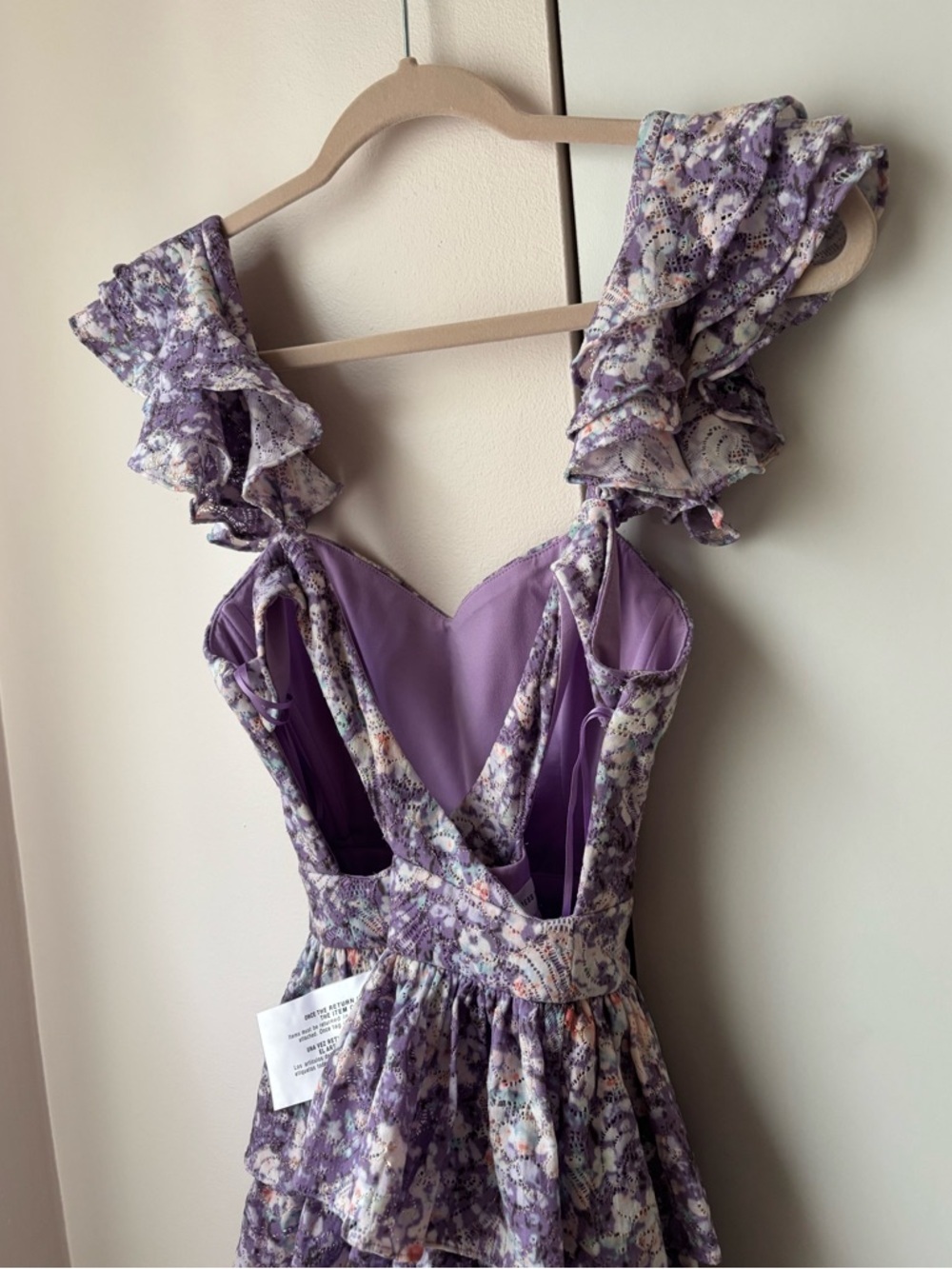 Dress the Population Kristen Midi Dress Lavender Multi XS NWT Fit Flare Tiered - Picture 4 of 4